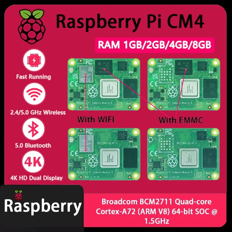 Compute Module 4 32Gb Wifi - Raspberry Pi CM4 1GB/2GB/4GB/8GB RAM, Rpi